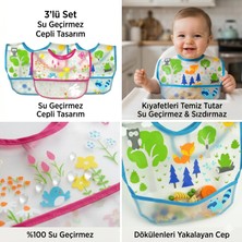 iplay Alt Açma Hediyeli, 3 Adet, i Play 6-18 Ay Su Geçirmez Eva Kumaş Bebek Cırtlı Mama Önlüğü, 3'lü Paket