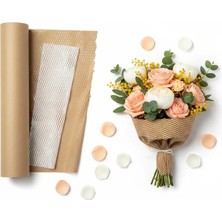 Mutkin Petek Dolgu Kraft Kağıt Dekoratif Paket Şişe Süs Ambalaj Koruyucu Stretch Kahve Rengi 50CM 10 mt