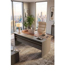 Yurudesign Vista A Ofis Masası 180CM*90CM Kahve-Beton-Antrasit Vs1-Cga