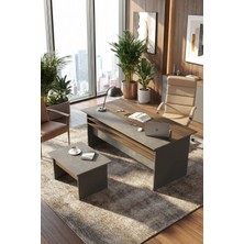 Yurudesign Vista Ab Ofis Masa Takımı Ahşap Kahve-Beton-Antrasit 180 cm Modern Tasarım