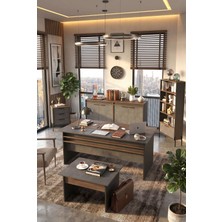Yurudesign Vista Abcde Ofis Büro Masa Takımı Kahve-Beton-Antrasit Vs9-Cga