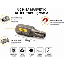 Platin Hırdavat Mıknatıslı Bits Uç Torx Uzun Delikli Torx 25MM S2 Çelik Vidalama Bits Uç ( 20 Adet )