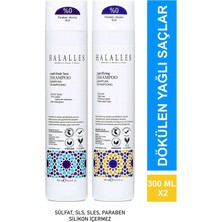 Halalles Saç Dökülmesine Karşı Şampuan Işlemsiz Yağlı Saçlar - Sülfatsız & Vegan Formül 2 x 300 ml