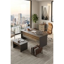 Yurudesign Vista Abc Ofis Büro Masa Takımı Kahve-Beton-Antrasit Vs7-Cga