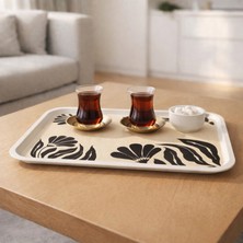 Evidea Kitchen Black Flower Tepsi - Renkli - 42X30 cm