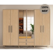 Comiet Karanfil 6 Kapak Mdf Ayaklı Tasarım Gardırop