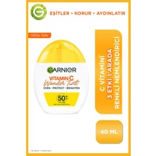 Garnier C Vitamini Wonder Tint 3 Etki 1 Arada 50+Spf Renkli Nemlendirici Yüz Güneş Kremi 40 ml Orta Ton
