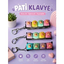 Rengarenk Patili Işıklı Parmak Klavye Anahtarlik, Click Sesli Tuşlu Işıklı Popit 1 Adet