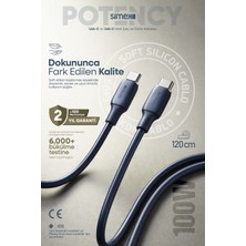Simex 100W Type-C To Type-C Hızlı Şarj Kablosu – iPhone ve Android Uyumlu, Soft Silikon 1.2 M Spk-14