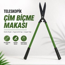 Badem10 Teleskopik Çim Kesme Makası 75 cm Uzayabilir Bahçe Makası Ayarlanabilir Sap Dayanıklı Çelik Bıçak