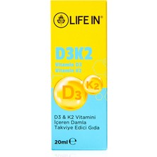 Life In D3 + K2 Vitamini Içeren Damla Takviye Edici Gıda 20 ml