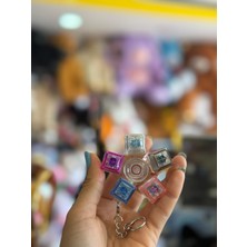 Dönen Çiçek Işıklı Klavye Klick Klik Anahtarlık 6 cm Çapında