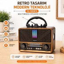 GUNKES YG-7051BTS Retro Bluetooth Hoparlör | Fm Radyo, Usb, Tf Kart Destekli Taşınabilir Nostaljik Speaker