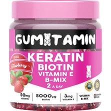 4 Adet Gumitamin Keratin Saç ve Tırnak Vitamini 60 Tablet (Gummy, Biotin 5000, Çinko, E, B12, B6, B5)