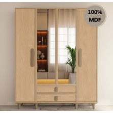 Comiet Karanfil 4 Kapak Mdf Ayaklı Tasarım Gardırop
