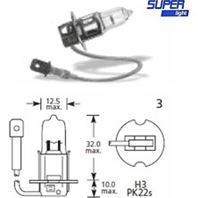 Hobibahçem Super Light H3 Halojen Far Ampülü 12 Volt 60-55 Watt