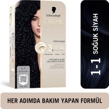 2 Adet Schwarzkopf Creme Supreme Yoğun Bakım Full Kit Saç Boyası 1-1 Soğuk Siyah
