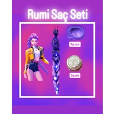 3b Kids Kpop Rumi Mor Işıklı Saç +Mor Simli Saç Tozu seti