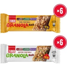 Züber Granola Bar Antep Fıstıklı ve Yer Fıstıklı 750 gr Katkısız Atıştırmalık Seti 12 Adet