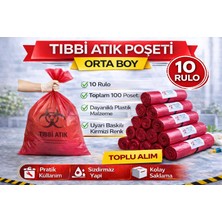 Hobibahçem Tıbbi Atık Poşeti Orta Boy 10'lu 10 Rulo Kırmızı Tıbbi Atık Atık Poşeti Seti