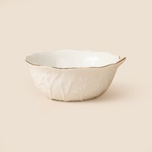 İpek Ipek Gold Yaprak Kase - Kırık Beyaz / Gold - 8,5 cm