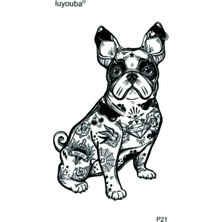 Tamgacrafts Köpek Bulldog Kaniş Figürlü Geçici Dövme Kol Omuz Tattoo