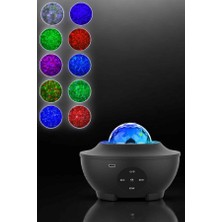 Renklime Projektör Yıldız Gece Lambası Disko Topu Bluetooth Bağlantılı Taşınabilir Şarjlı
