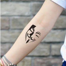 Tamgacrafts Siyah Maske Figürlü Geçici Dövme Kol Omuz Vücut Tattoo