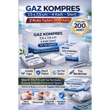Hobibahçem Gaz Kompres 7,5x7,5 cm 4 Katlı Steril 200 Adet Tel Tel  Pansuman Bezi (2kutu)