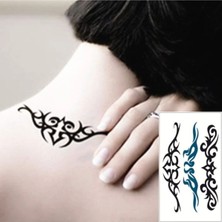 Tamgacrafts Soyut Hat Sarmaşık Çizgi Desenli Geçici Dövme Kol Omuz Tattoo