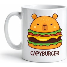 Hobibahçem Capyburger Tasarım Kupa Model 230 Sevimli Kapibara Burger Baskılı Seramik Kahve Kupası