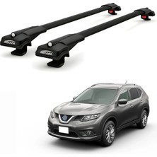 Rekapa Nissan Xtrail T32 2014-2020 Uyumlu Ara Atkı Tavan Barı ,  Araç Üstü Ekipman Taşıma Barı , 2 Adet - Siyah