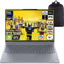 Lenovo Thinkbook 16P G6 Iax Ultra 7-255HX 32-Gbddr5 1 Tbssd RTX5060 (8GB-GDDR7-115W) 16" 3.2k 165Hz IPS Windows 11 Pro + Hmf Sırt Çantası 21R0001GTXHMF13
