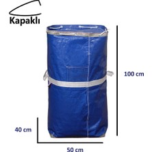 Jokey Ambalaj Iş-Ev Branda Taşıma Çuvalı 50X40+100CM Kapaklı, Ipli ve Cepli 170GR.TEKSTIL Çuvalı- (Lacivert)