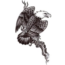Tamgacrafts Siyah Beyaz Kara Kartal Dal Ağaç Desenli Geçici Dövme Tattoo
