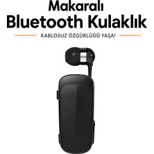 Dexmon Bluetooth Kulak Içi Kulaklık Makaralı Kablosuz Mikrofonlu Type-C Şarjlı Tek Kulak Ios Android Uyumlu