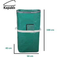 Jokey Ambalaj Iş-Ev Branda Taşıma Çuvalı 50X40+100CM Kapaklı, Ipli ve Cepli 170GR.TEKSTIL Çuvalı- (Yeşil)