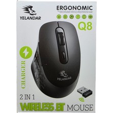 Kablosuz, Şarj Edilebilir 5 Tuşlu Bilgisayar Faresi (Q8) - Kablosuz Mouse