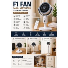 FaroxTech F1 Fan Şarjlı Vantilatör 3’ü 1 Arada Ayaklı Masaüstü Uzaktan Kumandalı Type-C Sessiz Fan