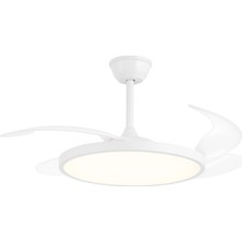 SeckinStore Elegant 95W Gizli Kanat Aydınlatmalı Uzaktan Kumandalı 3 Renk Fonksiyonlu Dekoratif Tavan Vantilatörü HS-9311 Beyaz