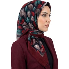 Hadiora Kadın Lacivert Bordo Tüy Desenli Flamlı Soft Ipek Eşarp
