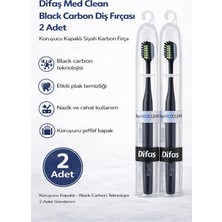 Hobibahçem Difaş Med Clean Black Carbon Diş Fırçası 2 Adet Koruyucu Kapaklı Siyah Karbon Fırça Seti