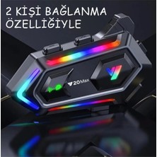 Akgüneş Y20 Max Motosiklet Intercom – 2 Kişi Bağlantı, Bluetooth 5.3, 300M Mesafe, Su Geçirmez Kask Kulaklık
