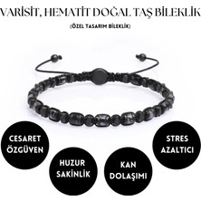 Sırlı Taş Varisit, Hematit Doğal Taş Bileklik, Unisex Bileklik, Tasarım Bileklik Ipli Ayarlanabilir