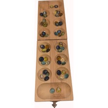 Moccotoys Ahşap Renkli Cam Taşlı Mangala 13 x 49 cm Açık Kahverengi 48 Parça Eğlenceli Oyun