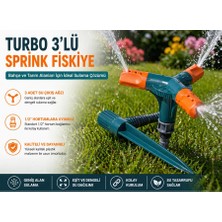 Eşya Dünyası Turbo 3’lü Döner Sprink Fıskiye 1/2″ Hortum Uyumlu | 3 Kollu Bahçe Çim Sulama Aparatı