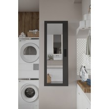 Yurupa Luna 4 Raflı Sürgülü Aynalı Banyo Dolabı Çok Amaçlı Dolap Atlantik Çam-Antrasit Lun1-Aa
