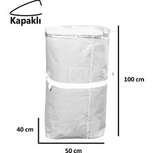 Jokey Ambalaj Iş-Ev Branda Taşıma Çuvalı 50X40+100CM Kapaklı, Ipli ve Cepli 170GR.TEKSTIL Çuvalı- (Beyaz)