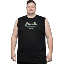 Battal Moda Battalmoda Erkek Büyük Beden Siyah Sıfır Kol Fresh Tişört 3xl-4xl-5xl-6xl