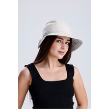 Moda Nokta Uv +50 Güneş Korumalı Kadın Fiyonk Detaylı Bucket Vizör Şapka / Ayarlanabilir